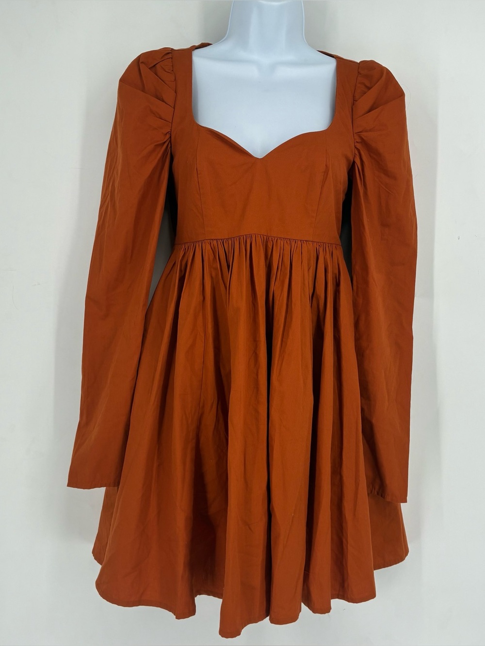 Abercrombie & Fitch XS Babydoll Poplin Orange Long Sleeve Mini Dress Feminine